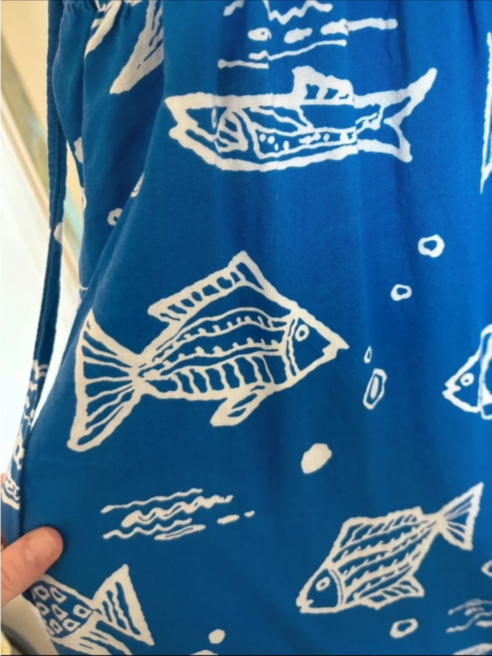 Vintage blue costal fish print dress - Picture 3 of 6